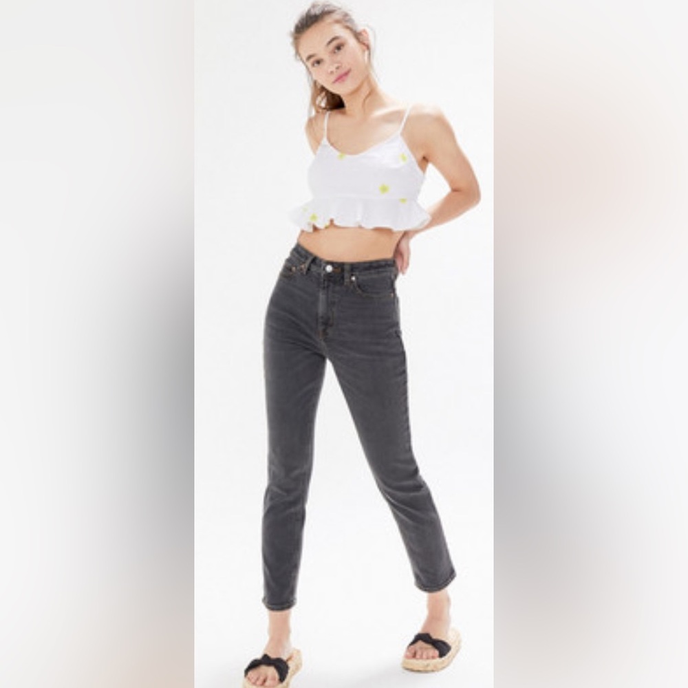 BDG Girlfriend High Rise Gray Faded Black Cropped Denim Jeans Size  27 27x27